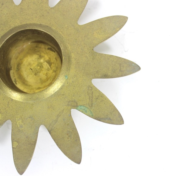 Mid Century Modern Brass Starburst Candle Holder, Sun Shaped Tea light Tealight - Picture 4 of 6
